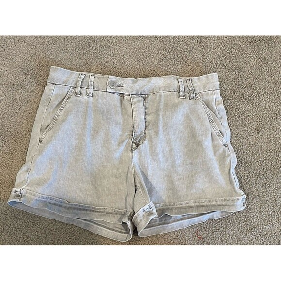 Womens Level 99 Grey Lyocell Linen Blend Shorts Mid Rise 4" Inseam Size 27 - Picture 2 of 6